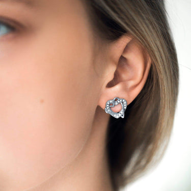 Hearts with Austrian Crystals Earrings - Stud Earrings - Earrings for Women - Women Earrings Earrings Brother & Sisters